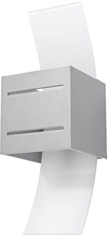 SOLLUX LIGHTING Loreto LED Wandleuchte mit Perforation - Wohnzimmer Lampe Schlafzimmer Leuchte Esszimmer - Lampe für Flur aus Aluminium und Milchglas Grau 10 x 12 x 30 cm