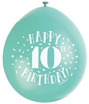 Happy 10th Birthday Assorted Colors Latex Balloons (22cm) Pack of 10 - Festive & Fun Party Decorations, Purple