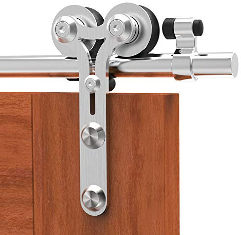 243cm/8FT Edelstahl Laufschiene Schiebetürbeschlag,Innentüren Schiebetürsystem für Schiebetüren, für Holztür-stainless steel sliding barn wood door