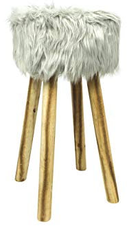 BIANCHERIAWEB Hoher Möbelhocker mit Sitzfläche aus Pelz, Farbe Grau