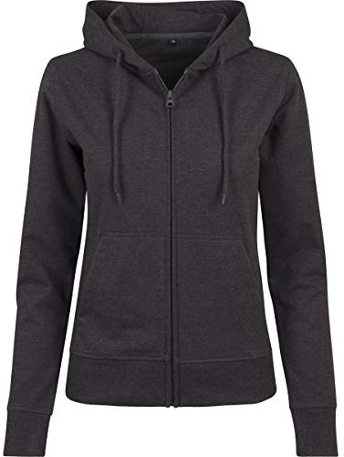 Build Your Brand Ladies Terry Zip Hoody - Farbe: Charcoal (Heather) - Größe: XL