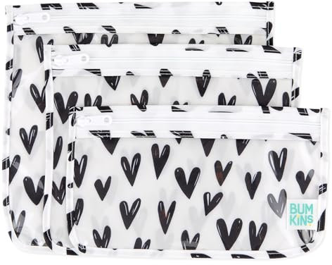 Bumkins Reisetasche, Kulturbeutel, Baby, TSA zugelassene Tasche, Reißverschlusstasche, Quart Größe konform, transparente Seite, Wickeltasche Organisation, Make-up, Zubehör, 3 Stück