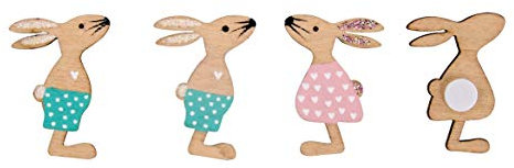 Rayher 46473000 Holz-Streuteile Osterfreunde, 2,5 x 3,5 cm, mit Klebepunkt, Beutel 10 Stück, für schnelle Oster- und Frühlingsdekorationen