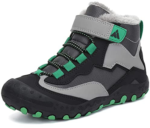 Mishansha Stivaletti Invernali Bambina Scarpe da Neve Bambino Stivaletti Invernali Bambini Scarponcini con Pelo Caldo Stivali Neve Nero Grigio,Gr.38