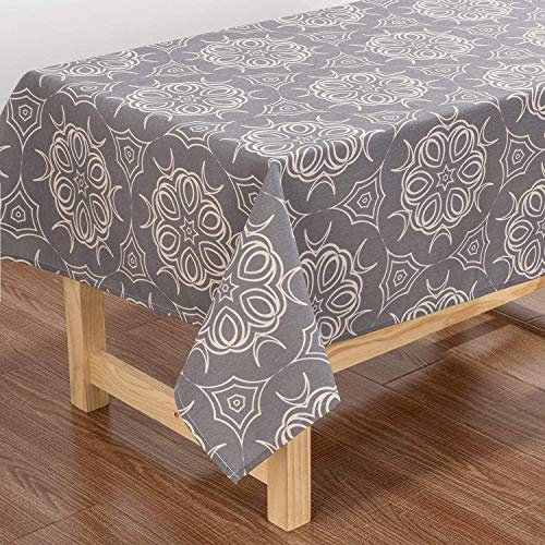 Xlabor Abwaschbar Tischdecke Eckig Wasserdicht Baumwolle Leinen Stoff Tischtuch Tischwäsche Pflegeleicht Garten Zimmer Tischdekoration Grau 140x260 cm