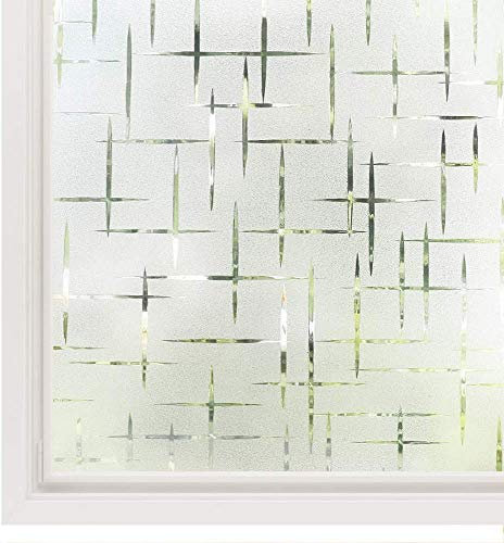 rabbitgoo Fensterfolie Statisch Haftend Sichtschutzfolie Selbstklebend Klebefolie Milchglasfolie Fenster Folie Milchglas Dekofolie für Bad Küche Anti-UV Kreuz 90 x 300 cm