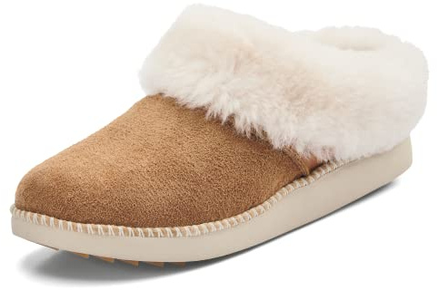 OLUKAI Ku'i Women's Slipper, Soft Full-Grain Leather & Wool Blend Footbed, Wet Grip Soles for Inside & Outside Wear, Cute & Comfortable Slip-On, Tan/Bone, 8
