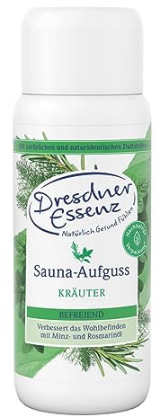 Dresdner Essenz Sauna aromatica aromatica per sauna con olio di finocchio amaro e olio di rosmarino, cura liberatoria con olio di eucalipto e olio d'arancia, vegano, 250 ml