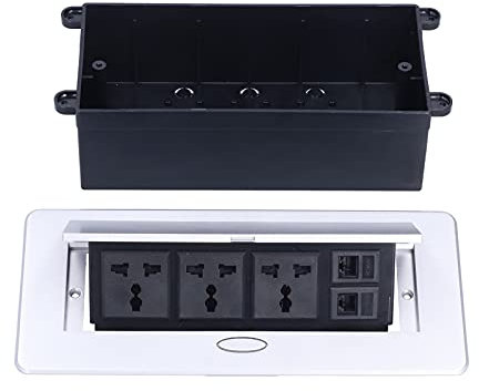 Lairun Pop Up Outlet, Hidden Desk Pop Up Socket, Embedded Power Strip Connection Box with 3 Outlets & 2 USB Charging Ports, for Floor/Office Table/Sofa/Factory, Safe and Durable
