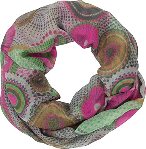 fashionchimp Damen-Loop mit Kreis-Muster, Psychedelic-Print, Schlauchschal, Sommer-Schal für Damen (10)