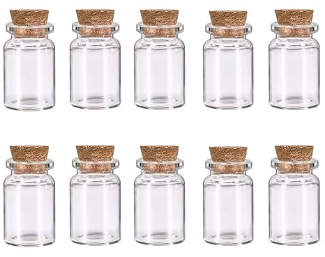 10 Stück Mini Glasflaschen Probe Gläser mit Korken,Leere Probe Glasflasche Gläser,Mini Fläschchen mit Korken für DIY Dekoration, Düfte