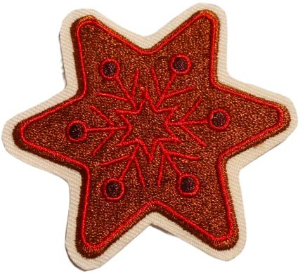 Patch Aufnäher Bügelbild Applikation Weihnachten Lebkuchen Stern Keks Weihnachtsbäckerei