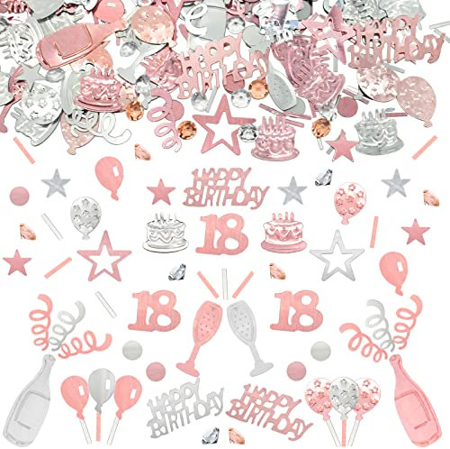 Konfetti 18 Geburtstag Deko, 18 Tischdeko Geburtstagdeko Confetti,Streudeko 18. Deko, Tischdeko 18 Geburtstags, Konfettiis Streudeko Geburtstages RoseGold,Glitzer Konfetties 18 Frauen Männer