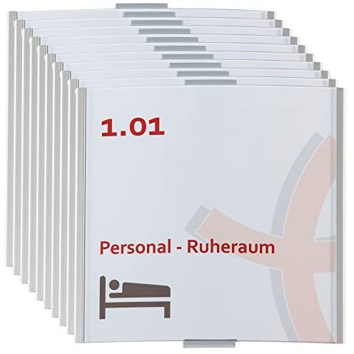 10x Frankfurt Türschild | 148x155mm | Aluminium silber | entspiegelte Abdeckung | Selbstklebend und auch zum Schrauben | Büroschild | Türschild Büro