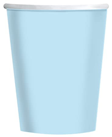 amscan 9915403-218-66 Lot de 8 gobelets en Papier recyclables Bleu Ciel Transparent