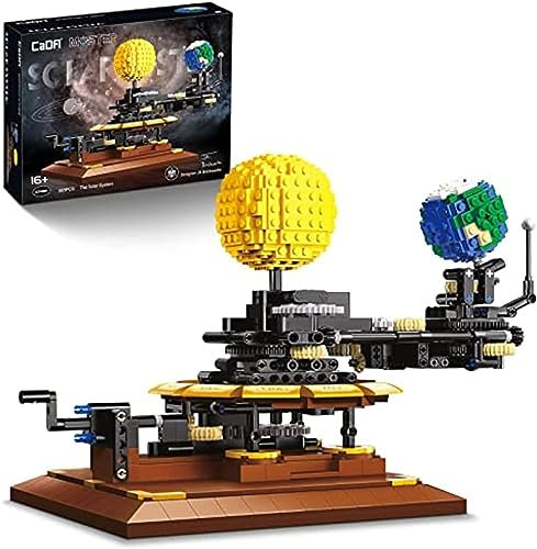 Technik Erde Mond Sonne Bausteine Bausatz, CADA Master C71004W 865 Klemmbausteine Prototyp MOC-4477,MOC solar System Set, Designer: JK Brickwords, Kompatibel mit Lego
