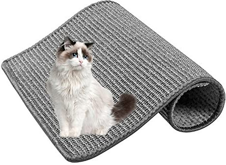 Lukery Alfombrilla Rascadora para Gatos de Sisal Natural, Horizontal Alfombrilla Mascotas para Protege Alfombras, Sofás Muebles y Esquina (50x80cm,Gris)