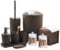 Badezimmer-Zubehör-Set,10-teiliges braunes Badezimmer-Zubehör-Set mit Mülleimer, Zahnbürstenhalter und Tasse, Seifenspender, Seifenschale, WC-Bürstenhalter, Qtip-Halter, Taschentuchbox Abdeckung