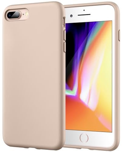 JETech Coque en Silicone pour iPhone 7 Plus / 8 Plus, Étui de Protection Complète du Corps au Toucher Soyeux, Housse avec Doublure Douce en Tissu Microfibre (Or)