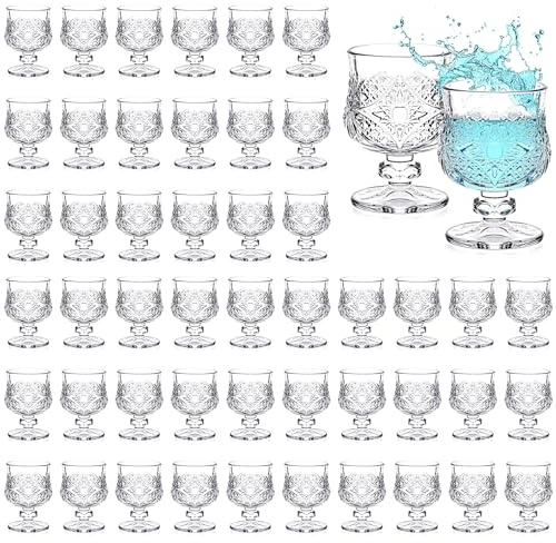 Suclain 36 Pcs Shot Glass Bulk Set 1.5 oz Mini Cute Cordial Glasses with Stem Sherry Glasses Clear Shot Glassware for Wine Liqueur Tequila Whiskey Beverage Wedding Party Bar Supplies