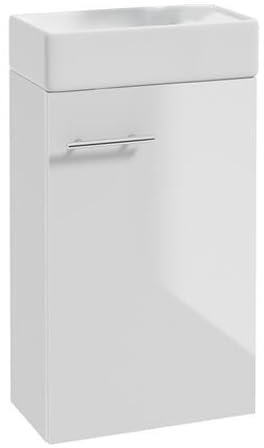 .Deftrans Domodomo Badezimmerschrank mit Waschbecken, Waschbeckenschrank 40 x 68 x 21,3 cm, Keramik-Waschbecken-Set, Wanddschrank für kleines Bad (Weiß Ohne Waschtischarmatur)
