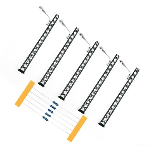 CARMOTTER 5 Stück Modellbahn-Lichter, LED-Gittermast-Licht für H0 Gauge-Layout, 3 V DC/AC