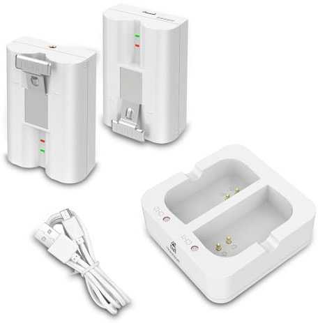 V4 2 Pack Rechargeable Battery and Charger Station, Quick Release Battery for Ring Video Doorbell 2/3/3+/4, Spotlight Cam, Stick Up Cam(2/3rd Gen)