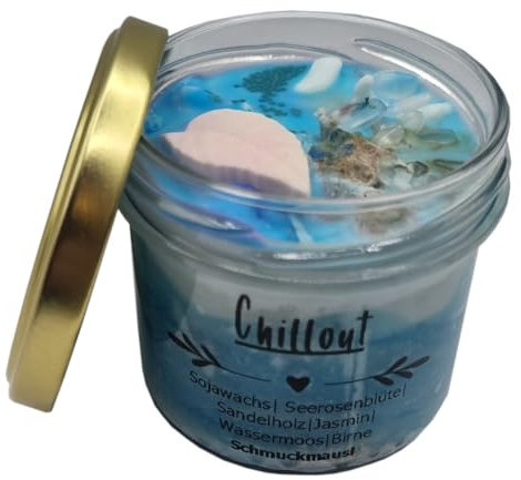 Duftkerze im Glas. Duft: Chillout. Handgemacht aus 100% Sojawachs
