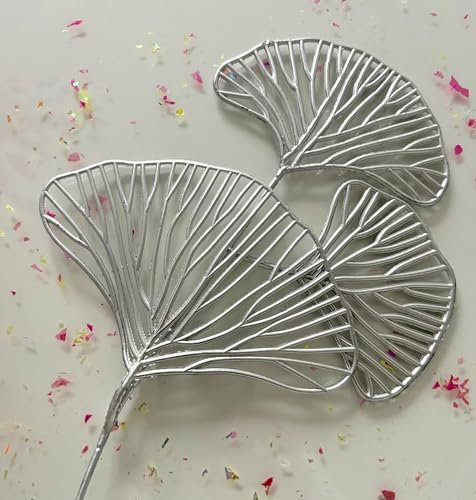 Dried Flower Cake Toppers (Silver Gingko x 3)