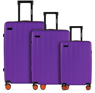 ETERNITIVE - Hartschalenkoffer Set mit 3 Trolley I Rollkoffer aus ABS I Größe: 75,5 x 65,5 x 55 cm I Reisekoffer mit 4 Rollen 360° I Koffer Handgepäck 37L 60L 99L I Trolley mit TSA-Schloss I Lila
