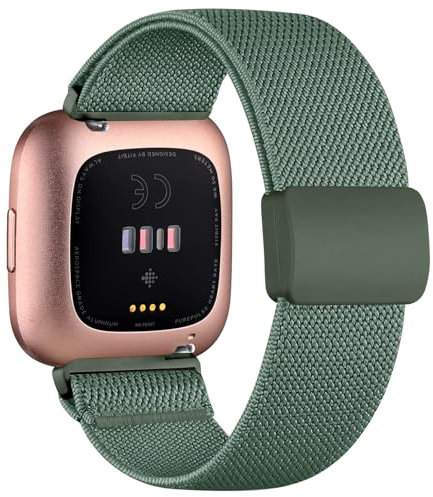 chinbersky Bracelet élastique Compatible avec Fitbit Versa 2 Bracelet/Fitbit Versa Bracelet Homme Femme, avec Fermoir Magnétique Réglable Nylon Sport Bracelet Pour Fitbit Versa 2/Versa/Versa Lite/SE