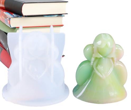 Stampi per candele a forma di angelo di Natale, stampi in silicone per candele, gesso, aromaterapia, ornamenti in silicone, stampo a tema natalizio per realizzare ciondoli in cera per decorazioni