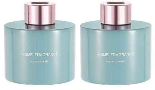 sourcing map 2pcs Empty Glass Diffuser Bottle 140ml/4.7oz Refillable Fragrance Accessories Aromatherapy Jar Container for Replacement Reed Diffuser DIY Home Bathroom Blue with Gold Tone Cap