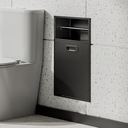 Duschnische aus Edelstahl,Eingelassener Regal-Organizer Wasserdichte Badezimmernische Aufbewahrungsregal für Toilettenpapier und Toilettenartikel Eingebaute Nische für Mülleimer, für Hotel,Wohnberei