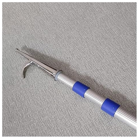 Generisch Edelstahl-Teleskop-Bootshaken, multifunktionaler Langstrecken-Einfädler-Bootshaken, Festmacher-Dock-Haken, 200 cm lang mit Teleskopstange