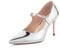 GENSHUO Women Mary Jane Pumps High Heels Pointed Closed Toe Stiletto with Strap Comfortable Vintage 3.2 Inch Office Wedding Dance Party Dress Shoes, Silver, 8.5 UK