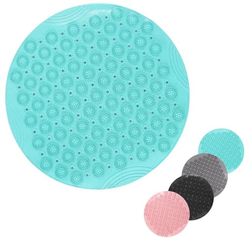 Dusche Badematte 55x55cm, Extra Runde Duschmatte Anti Schimmel Badematten Aqua, rutschfeste Badematte für Wanne, Duschmatten mit Saugtaschen, Ablauflöcher, Maschinenwaschbare Badewannematten