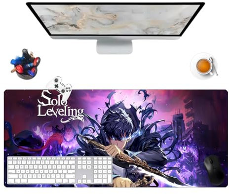 Solo Leveling Pretty Anime Mauspad für Büro, rutschsicher, strukturierte Oberfläche, 900 x 400 x 3 mm, für Computer, Gamer-Büro, Zuhause und Laptops (3)