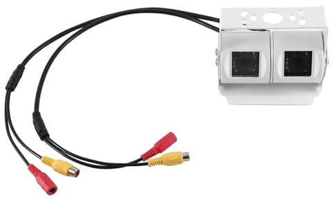 SQIFBA Kamera Für LKW Bus RCA Auto Dual Lens Weiß Rückfahrkamera RV Backup Kamera Twin Einstellbare Winkel Objektiv Rückansicht CCD Kamera Einparkhilfe