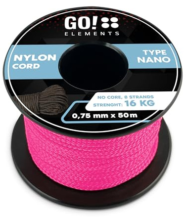 GO!elements Nano Cord | ø 0,75mm - kernlos - max. 16 kg | 100% Nylonseil - reißfest & extrem dünn | Maurerschnur, Kordel, Reepschnur, Seil für Camping & Outdoor