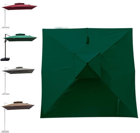 MACAGGTNTU 300cm Auvent De Rechange pour Parasol De Terrasse Housse De Rechange pour Carré Parasol D'extérieur Marché, Toile De Rechange pour Déporté Parasol(Green)