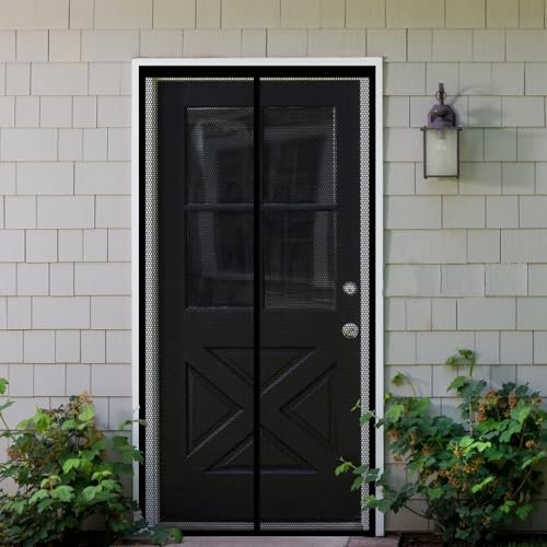 Fliegengitter Tür Insektenschutz Magnetvorhang 86 x 198 cm Magnetvorhang Insektenschutz Ohne Bohren Magnet Fliegengitter für Balkontür für Schiebetür Terrassentür, Schwarz