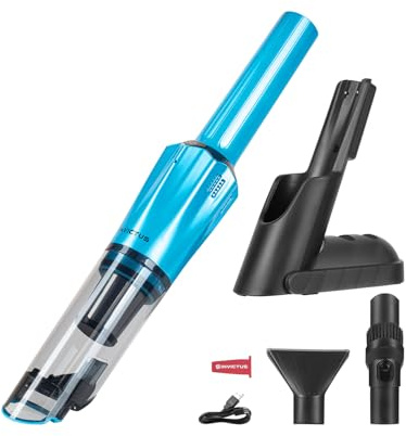 Genius Invictus ONE Prestige Akku-Handstaubsauger Set 9tlg, Auto Staubsauger, Saugleistung 12000 Pa, Ladestation, HEPA Filter, Kombi Düsen, Tierhaarbürste, Staubbehälter 70 ML Farbe Blau