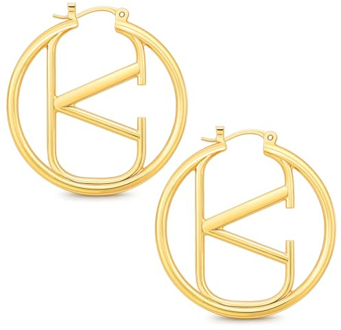 ZHUOMOT V Ohrringe Gold Creolen Goldene Ohrringe Damen, Buchstabe V Geometrische Sterling Silber 925 Vergoldete Creolen Gold Hypoallergene, Schmuck Geschenke für Frauen Geschenke Für Mama