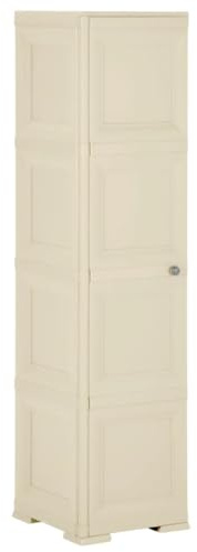 HETFTJN Aufbewahrungsschrank mit Holzeffekt 40x43x164 cm Angora Weiß Kunststoff Organizer für Lagerraum Büro und Küche