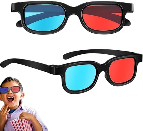 2 Stücke 3D Brille,3D Brillen,3D Brille Für Fernseher,3D Brille Rot Blau | 3D-Anaglyphenbrille,Rot Blau Brille,Für Filme,Pc-Spiele,Lichtshows,Heimkinos,Urlaubspartys