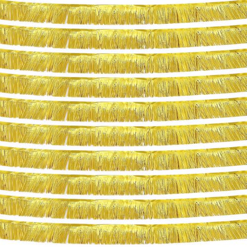 10 Stück Gold Vorhang Silber, 30 x 300cm Folie Fransen Vorhang Schimmer | Selbstklebend Metallic Foil Fringe Garland, Metallic Tinsel Vorhange Hintergrund für Weihnachten, Geburtstagsparty
