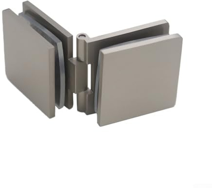 Pumixiy Messing Duschtür Glasklemme Scharnier für 8-12mm gehärtetes Glas - Quadratisches Design, 0° Festwinkel, Chrom/Gebürstetes Schwarz/Gold Finish - (BRUSHED)