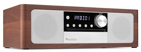 Audizio Lunata - DAB Radio mit CD Player, 100W Stereoanlage mit CD & Bluetooth 5.3 - Musikanlage mit HDMI, USB & AUX, Einfache Steuerung, DAB Plus Radio Musikanlage mit Fernbedienung - Silber