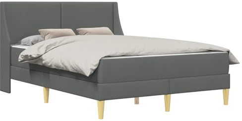 vidaXL Bettgestell mit Matratze mit Kopfteil Polyester, Moderne Bettgestell, atmungsaktives Material, Bequeme Schaummatratze, minimalistisches Design, platzsparend für Dein Schlafzimmer